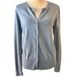 Apt. 9 Gray Embellished Cardigan Crew Neck Sweater
